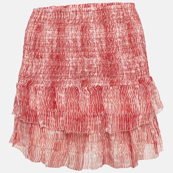 Isabel Marant Red Smocked Zelia Mini Skirt S